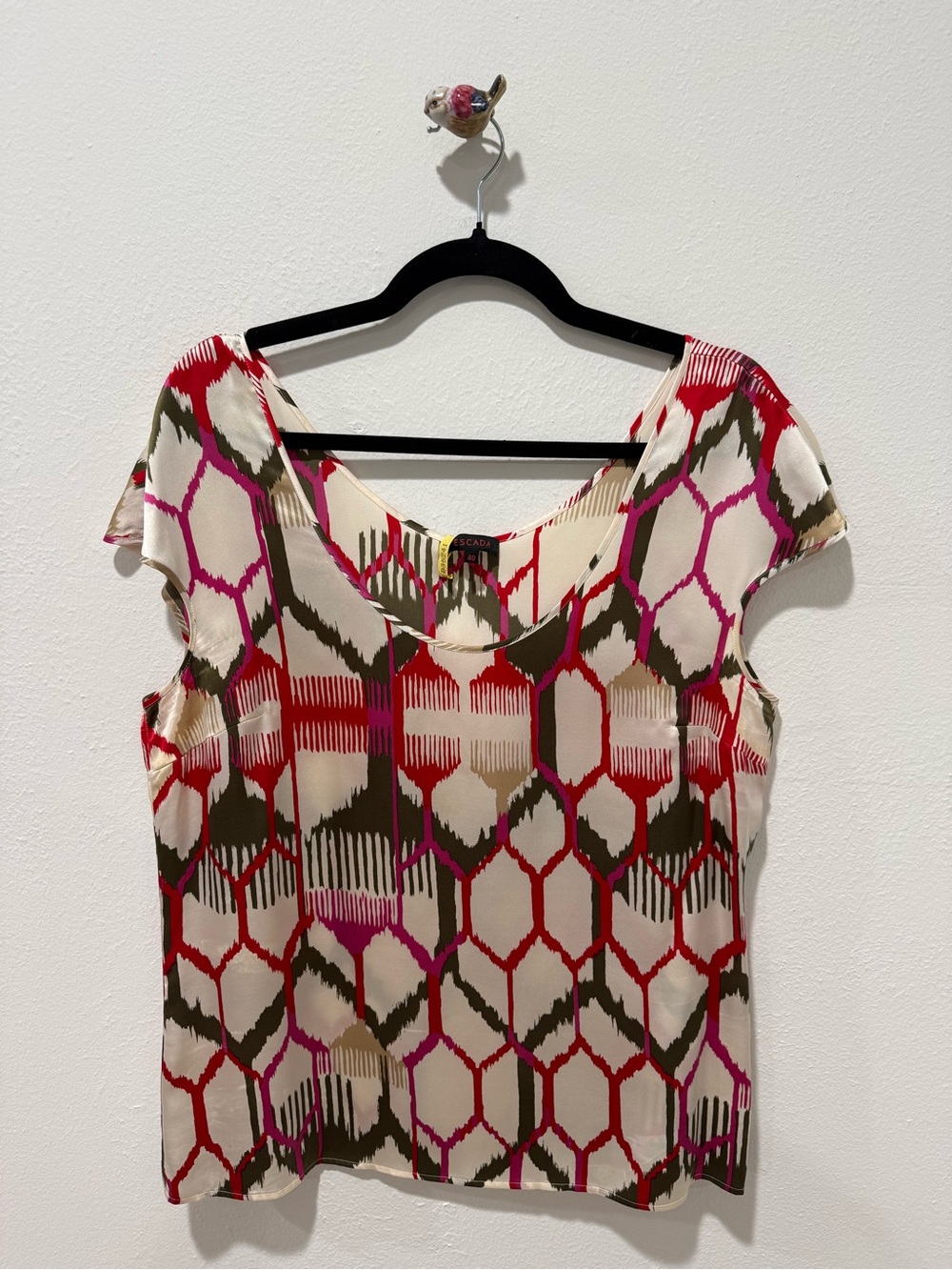 Women’s Escada Geometric Print Cap Sleeve Top - Multicolor - Picture 2 of 9